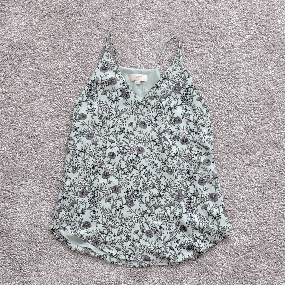 LOFT Outlet Green and Purple Floral Camisole Top - Size XS